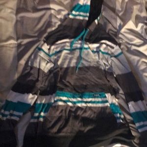 Blue and black hoodie